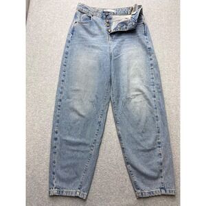 Zara Jeans Womens 28x26‎ Blue Baggy Leg Hight Rise Boho Summer Casual Tag 4
